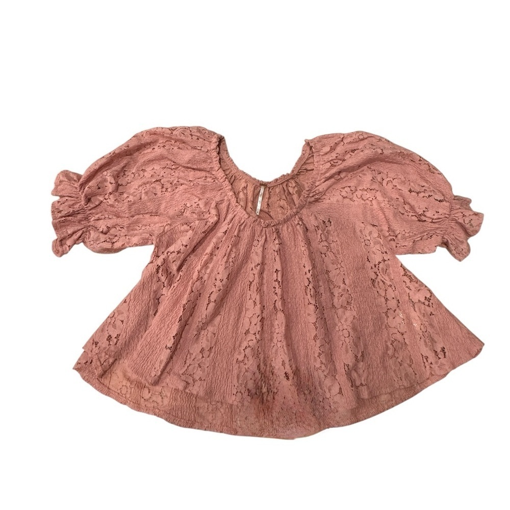 Free People Stacey Lace Top in Blush Pink - Picture 5 of 10